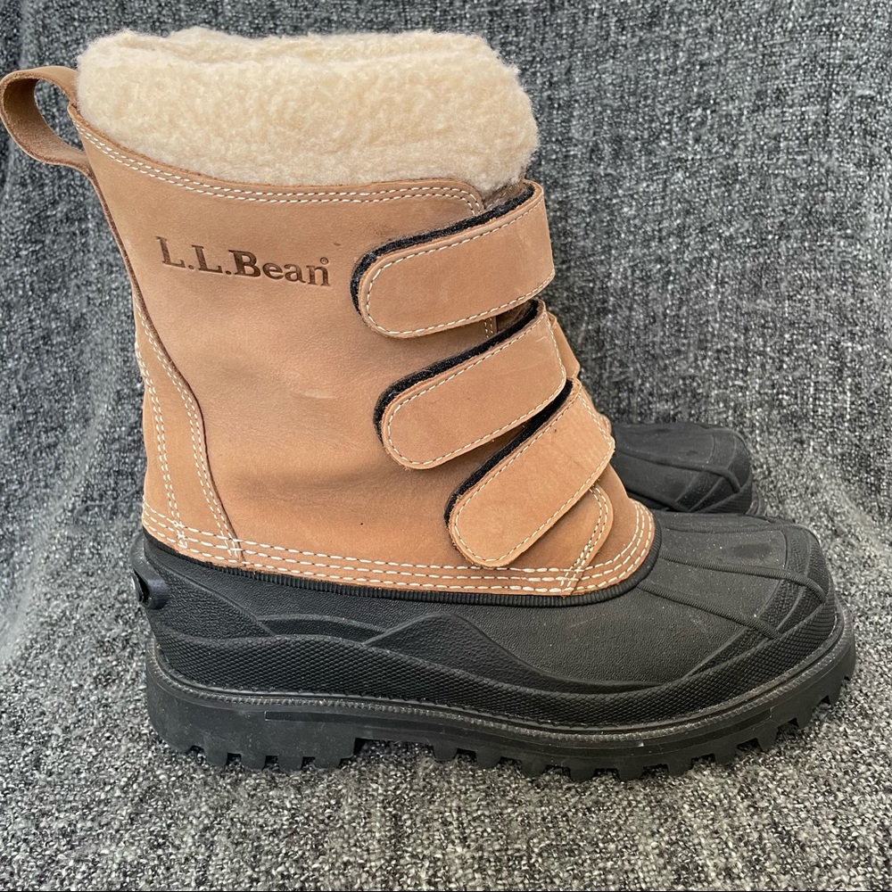 L.L. Bean 9 Nubuck Suede Snow Duck Boots Tan Black Rubber Liner Women’s